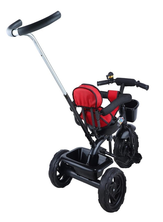 JoyRide Learn-to-Ride Trike on 3 Wheels with Safety Harness, Non-Slip Pedal,Storage Basket and Removable Parent Handle (Dark Red) - Image 5